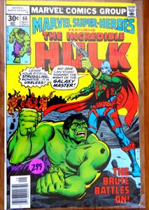 lot 299 image: 1977 Marvel Comics, Vol.1 #66 The Incredible Hulk Marvel Super-Heroes $$$