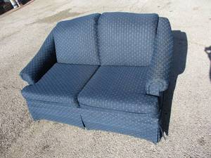 lot 14 image: Blue Cloth Loveseat By EFI,