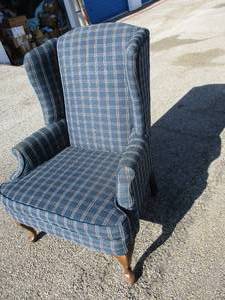 lot 16 image: Cloth Wingback Arm Chair By EFI