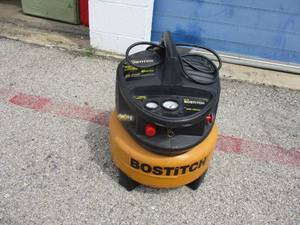 lot 5 image: Bostitch 150-PSI, Oil Free Electric Air Compressor With 6-Gal Air Tank.