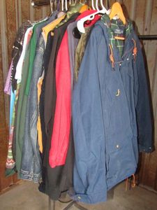 lot 79 image: Assorted jackets, sweaters, and pants, including Polo Ralph Lauren, Special Blend, Zara, and more