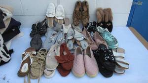 lot 100 image: Assorted womens shoes, including Zara, Nine West, Toms, and more