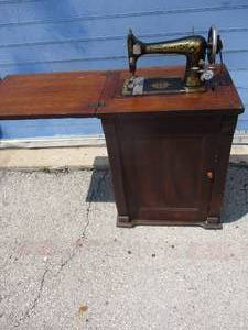 lot 10 image: Antique Sears Franklin Treadle Sewing Machine # 369925