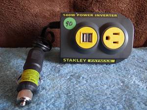 lot 90 image: Stanley 140W Car Power Inverter DC 12V-120V AC Outlet Heavy Duty Converter 2-USB