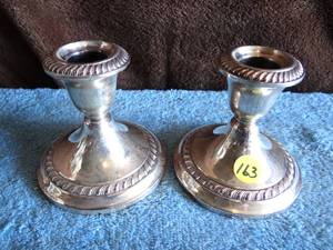 lot 163 image: Vintage old Gorham Sterling Silver Weighted Candlestick Candle Holders