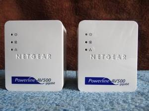lot 240 image: PAIR Netgear Powerline AV500 XWN5001 Extender with WAV5201 Adaptor