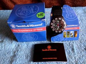 lot 255 image: Smith & Wesson Special Ops Watch Mens Black Stainless Steel  Rubber New in Box- NIB