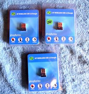 lot 288 image: LOT OF 3 - BT Wireless CSR 4.0 Dongle USB Plug & Play NEW