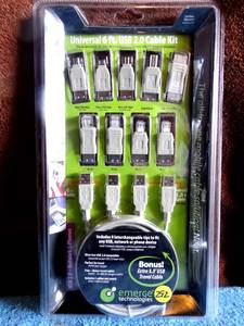 lot 292 image: New Universal 6ft USB 2.0 Cable Kit Emerge Technologies