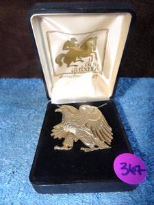lot 367 image: AWESOME DOX QUIXOTE DISTINCTIVE JEWLERY - LARGE GOLD TONED EAGLE NECKLACE IN ORIGINAL DISPLAY BOX