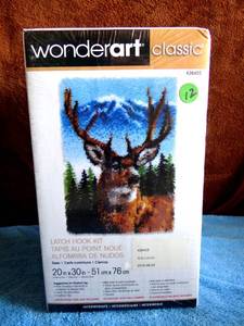 lot 12 image: NEW - Wonderart Classic Latch Hook Kit 20X30-Deer, Pk 1, Caron $$