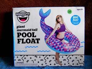 lot 24 image: Big Mouth Inc. Giant 6 Mermaid Tail Inflatable Pool Noodle Float Tube - NEW