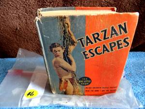 lot 46 image: VINTAGE 1936 Edgar Rice Burroughs TARZAN ESCAPES - Big Little Book JOHNNY WEISMILLER - $$$$