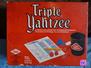 lot 74 image: VINTAGE 1973 TRIPLE YAHTZEE GAME - UNUSED IN ORIGINAL BOX - VERY COLLECTIBLE