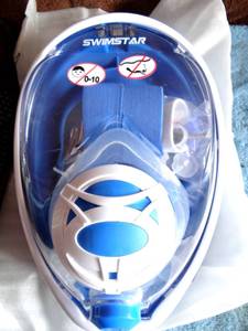 lot 92 image: SwimStar Foldable Full Face Snorkel Mask Anti Fog Dry Top - BLUE