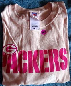lot 107 image: GREEN BAY PACKERS BRETT FAVRE WOMENS T- SHIRT PINK SIZE X-LARGE