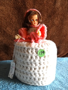 lot 179 image: VINTAGE TOILET PAPER CROCHET DOLL COVER