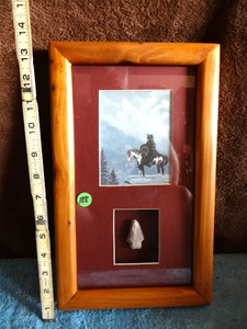 lot 188 image: BEAUTIFUL AMERICAN INDIAN WATERCOLOR WITH ORIGINAL ARROWHEAD IN SHADOWBOXED FRAME