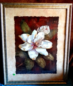 lot 194 image: STUNNING VIVIAN FLASCH FLORAL PRINT IN NICE FRAME & GLASS - MEASURES 25 X 31