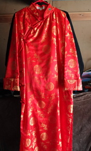 lot 218 image: Chinese Stylish Red Dragon Style Mens Long Gown - LARGE