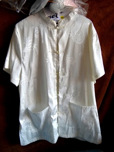 lot 225 image: LASHILONG CHINESE STYLE SHIRT - MENS XL (OFF WHITE)