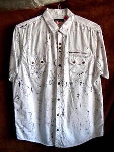 lot 232 image: INTERNATIONAL CONCEPTS PAINT SPLATTER STYLE SHIRT - WHITEBLACK - MENS LARGE