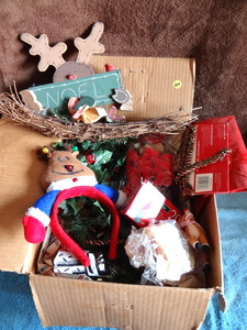 lot 249 image: BOX LOT OF ASSORTED CHRISTMAS DECOR