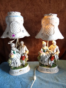 lot 250 image: INCREDIBLE VICTORIAN PORCELAIN LAMPS WITH PORCELAIN SHADES - NO CHIPSCRACKS - TESTEDWORKING $$$$