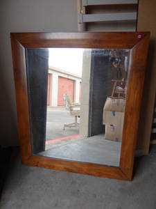 lot 280 image: LARGE WOODEN FRAMED MIRROE - APPROX 4 FT TALL