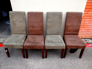 lot 283 image: SET OF 4 VELOUR COVERED CHAIRS