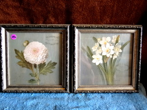 lot 292 image: NICE COMPLIMENTARY PAIRED FLORAL PRINTS FRAMED UNDER GLASS