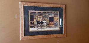 lot 160 image: Peter Sculthorpe On Kaufmans Farm Cow Print - 30x 22