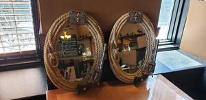 lot 201 image: Lot of 2 Western Rope and Pistol Mirrors