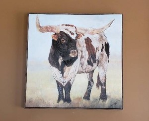 lot 203 image: Framed Canvas Longhorn Print - 31 x 31