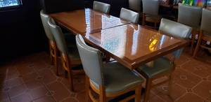 lot 208 image: 2 Tables with 6 Chairs - One Table Measures 42 x 30 and the Other Measures 30 x 30
