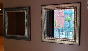 lot 216 image: Pair of Square Wall Mirrors - 13.5 x 13.5