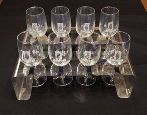 lot 239 image: Lot of 8 Sandeman Sherry Glasses with 2 Stands