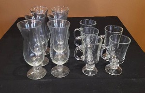 lot 248 image: Lot of 6 Hurricane Glasses and 5 Irish Coffee Mugs