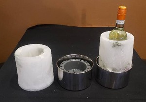 lot 329 image: Ice Wine Bottle Holder - Includes Ice Mold, 2 Bases (wine is not Included)