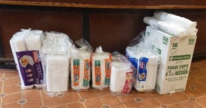 lot 356 image: Large Lot of Styromfoam Cups, Trays, and To-Go Boxes
