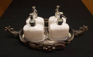 lot 366 image: Lot of 4 Soap Dispensers with Western Themed Tray