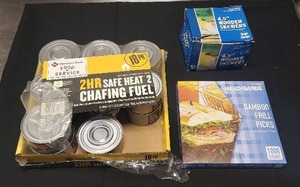 lot 72 image: Lot of Chafing Fuel, Frill Picks, and Wood Skewers