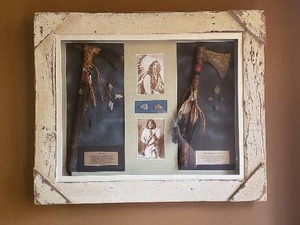 lot 158 image: Wood Shadow Box with Native American Display - 33 x 27