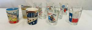 lot 32 image: 12 Various Texas Shot Glasses