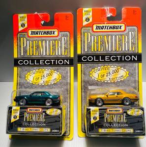 lot 24 image: 2 Matchbox Premier Collection Die Cast Cars T-Bird Turbo Coupe 34361-1 and T-Bird Turbo Coupe 34364-1