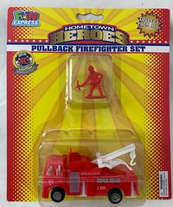 lot 92 image: Hometown Heroes Pullback Firefighter Set Firetruck #2 and Fireman wpick figurine