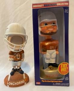lot 102 image: Texas Longhorn Bobblehead University Bobbleheads Collection, Plays the fight song and Cheer  Collegiate photo Bobblehead