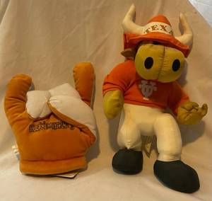 lot 107 image: The Original Fan Hand Hookem Horns  Texas Stuffed Mascot made by Stuffins 1994