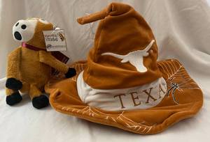lot 119 image: Texas Witch Hat and Maroon and White Ball 13-0 Stuffed Animal