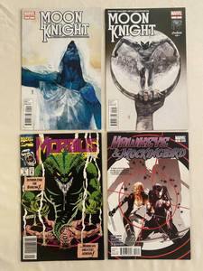 lot 227 image: Moon Knight Marvel Comics #9 & #12 Morbius Marvel Comics #5 Hawkeye and Mockingbird Marvel Comics #3